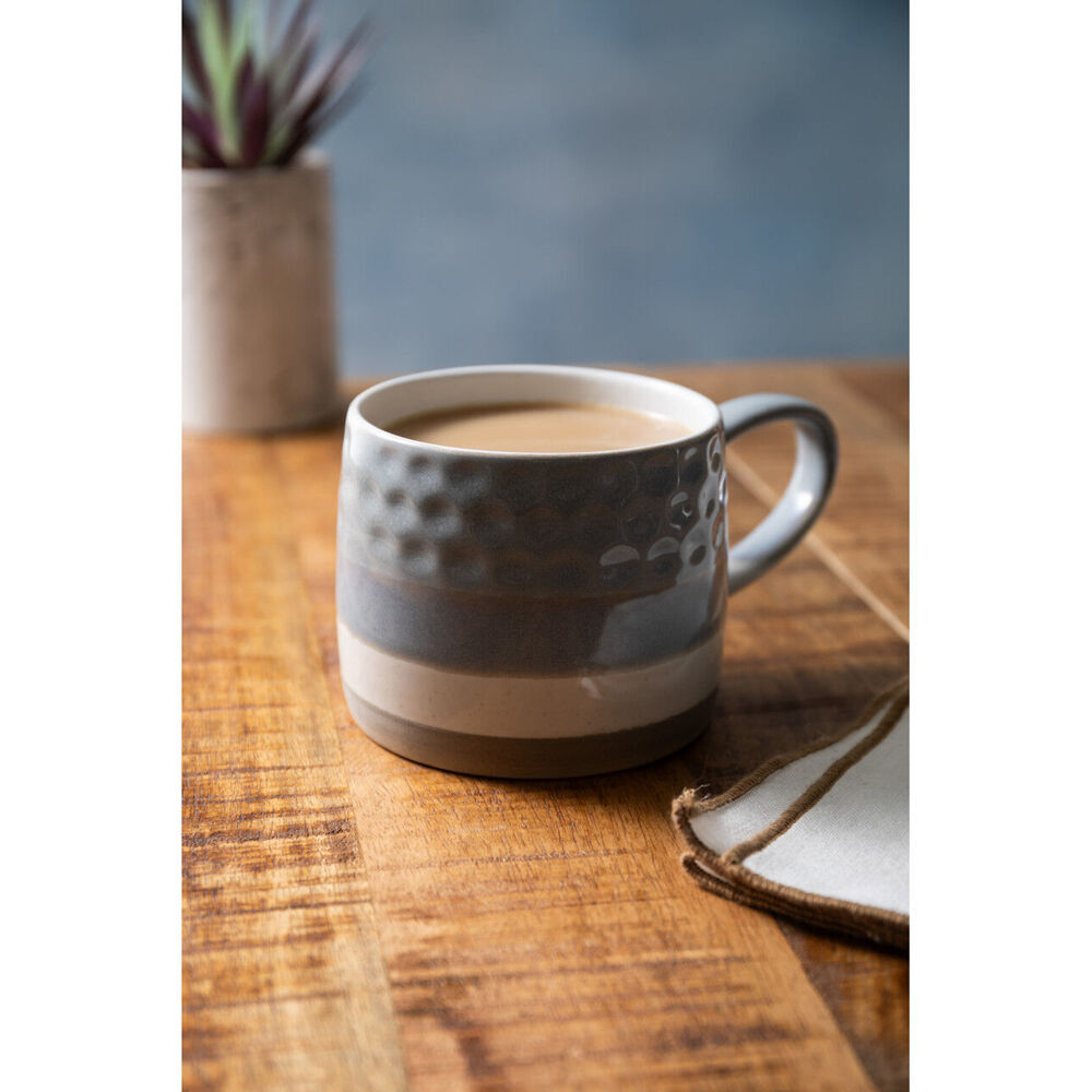 4PK Mikasa 320ml Textured Ombre Coffee Mug Cup Stoneware Grey