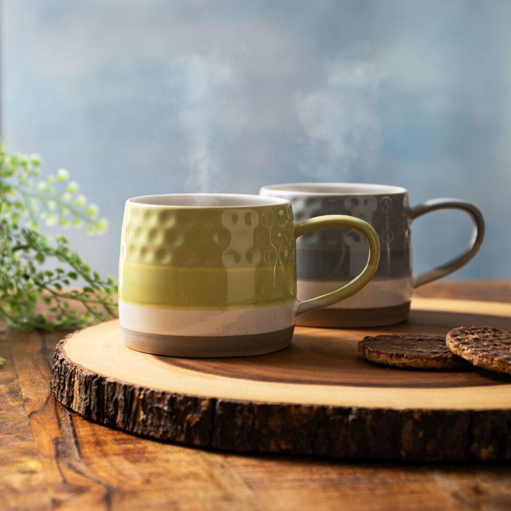 8PK Mikasa 320ml Textured Ombre Coffee Mug Cup Stoneware Grey