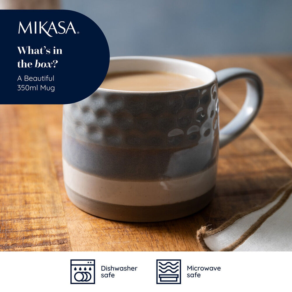 8PK Mikasa 320ml Textured Ombre Coffee Mug Cup Stoneware Grey