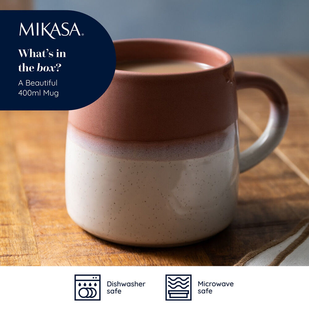 4PK Mikasa 400ml Reactive Glaze Coffee Mug Cup Stoneware Pink