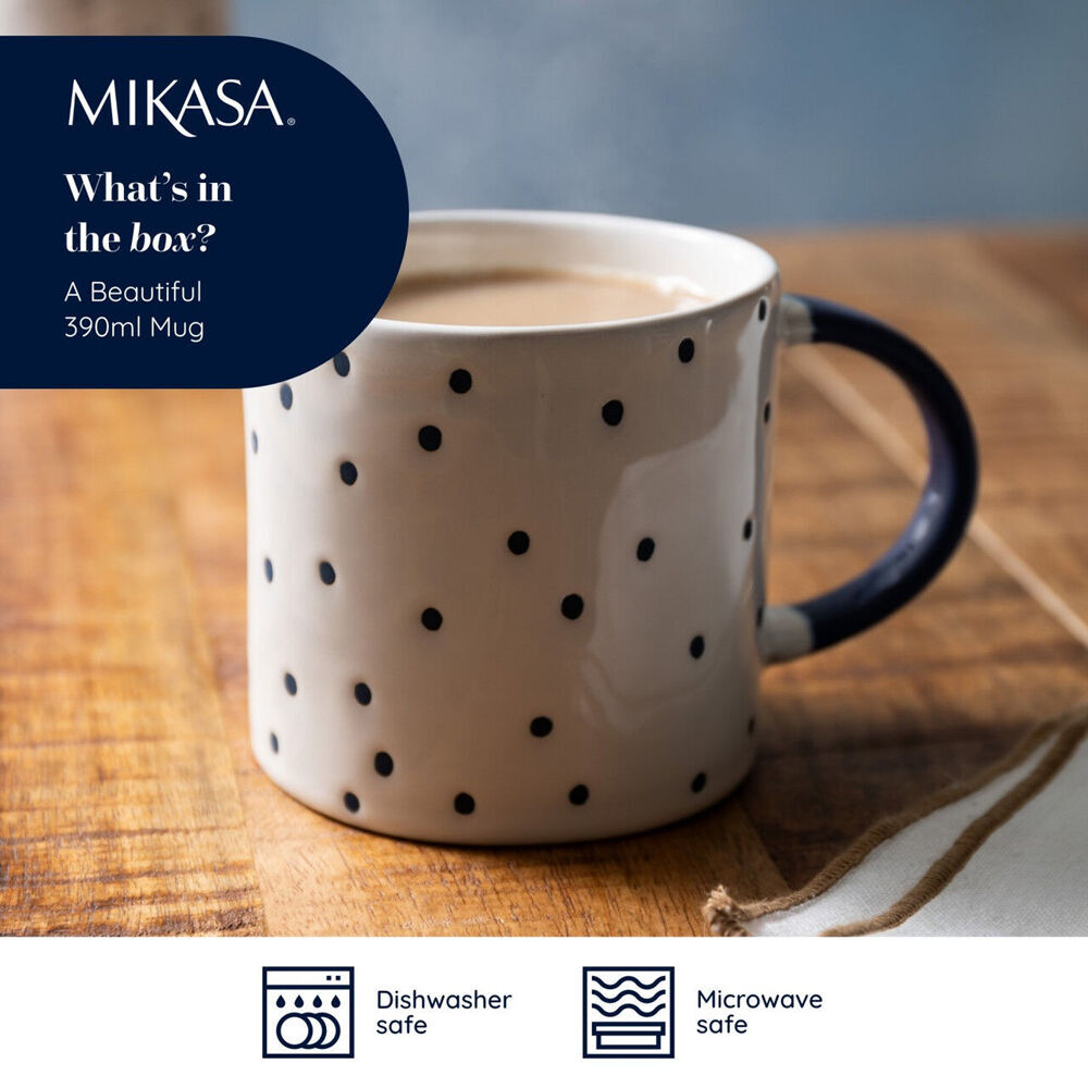 8PK Mikasa Stoneware Coffee Mug Drinkware 390ml -  Spot Pink