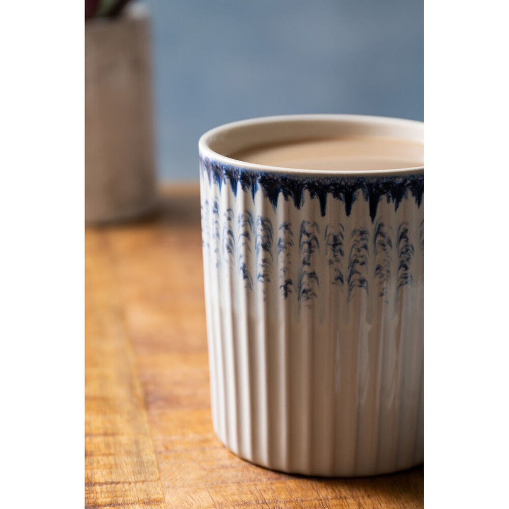 8PK Mikasa 410ml Textured Coffee Mug Cup Stoneware Blue