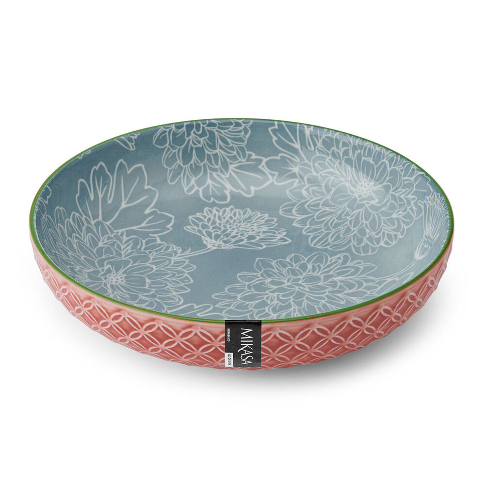 4PK Mikasa Leaf & Geometric Ceramic Bowl Round Dinnerware 21cm