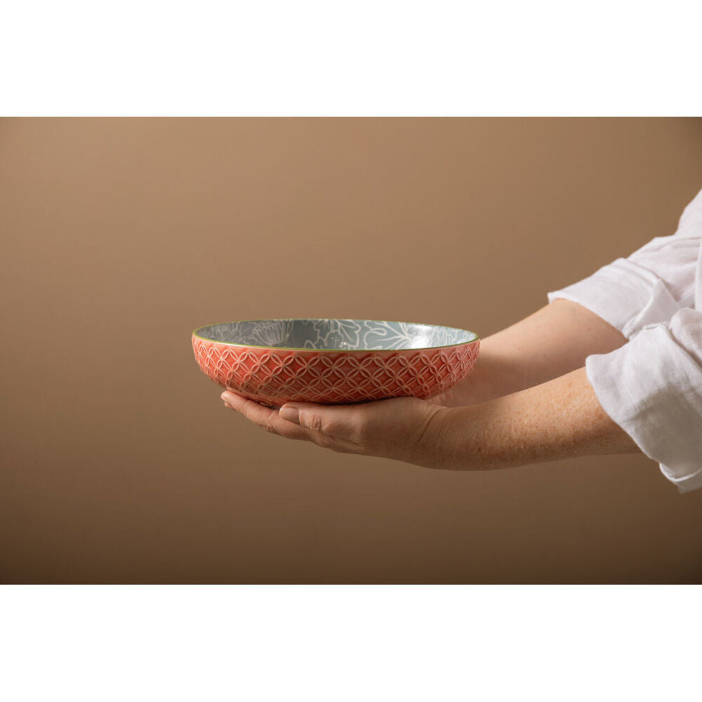 4PK Mikasa Leaf & Geometric Ceramic Bowl Round Dinnerware 21cm