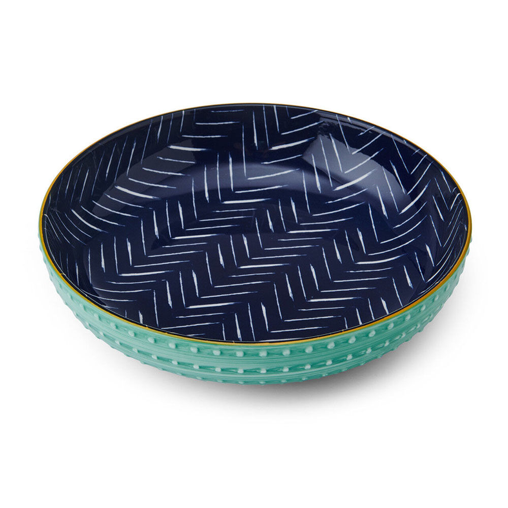Mikasa Stoneware Indigo Chevron Ceramic Serving Bowl 21cm