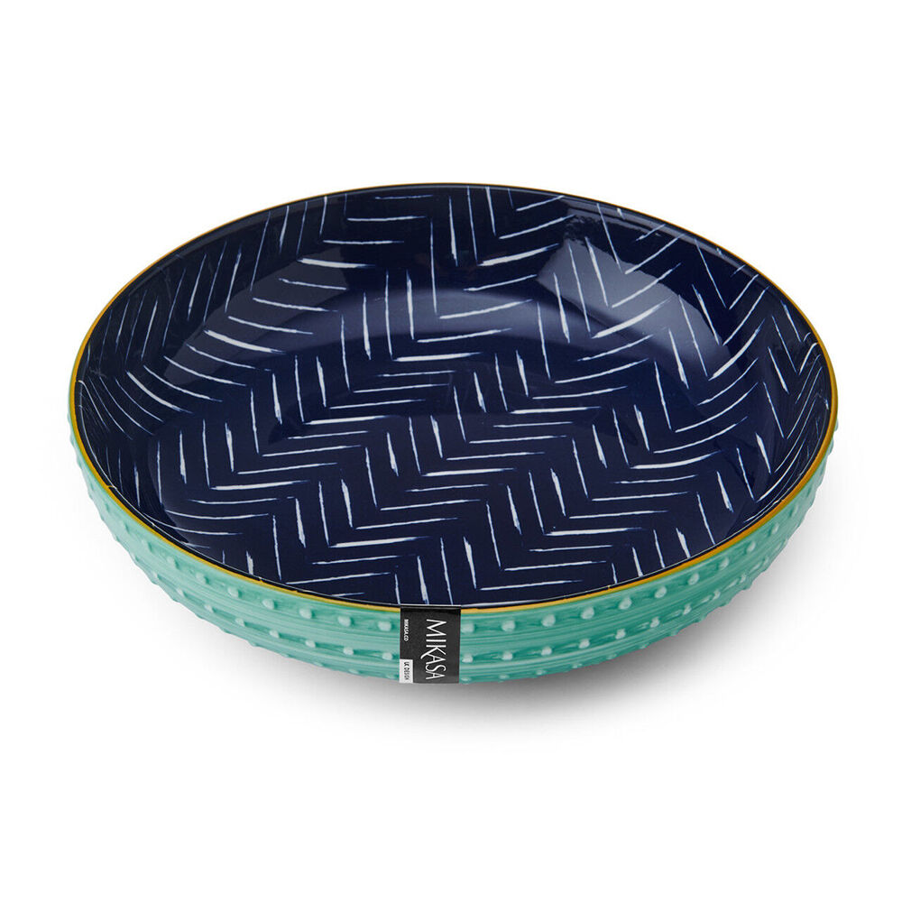 Mikasa Stoneware Indigo Chevron Ceramic Serving Bowl 21cm