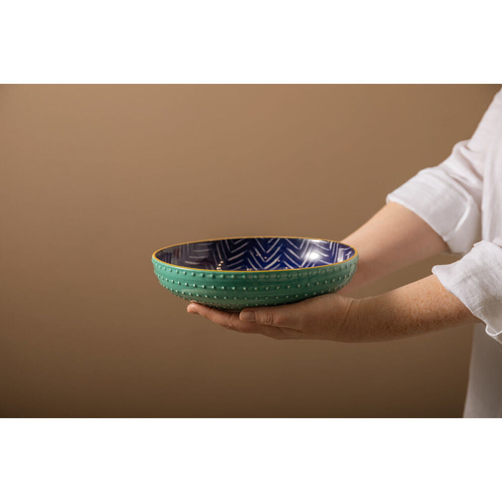 Mikasa Stoneware Indigo Chevron Ceramic Serving Bowl 21cm