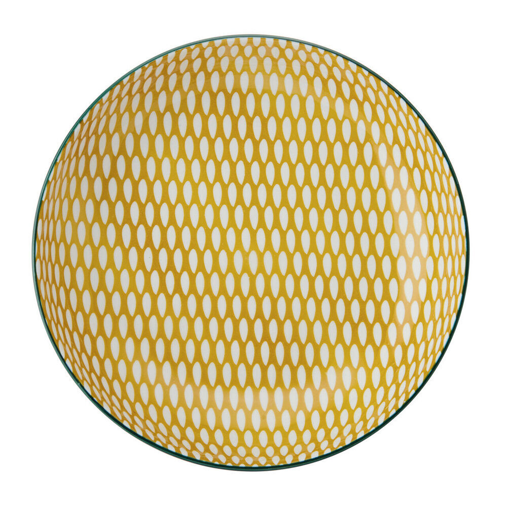 4PK Mikasa Leafy Pattern Ceramic Bowl Round Dinnerware 21cm Green