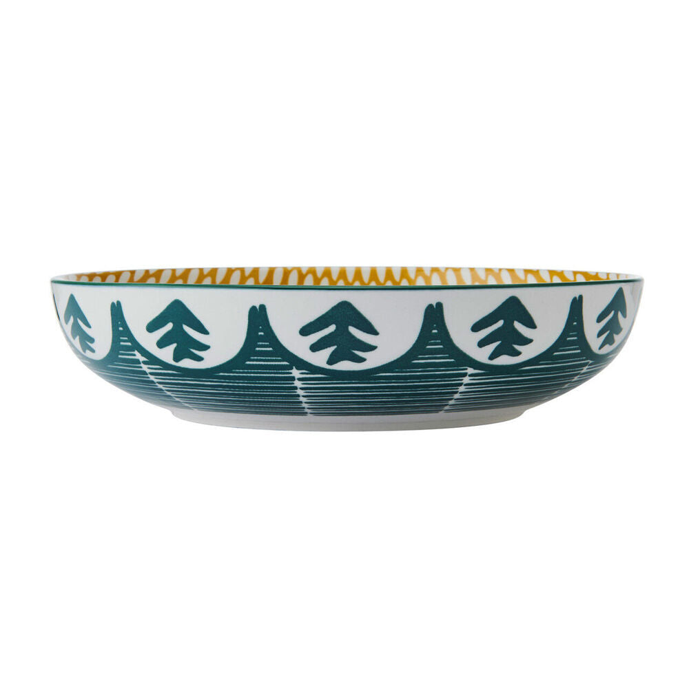 4PK Mikasa Leafy Pattern Ceramic Bowl Round Dinnerware 21cm Green