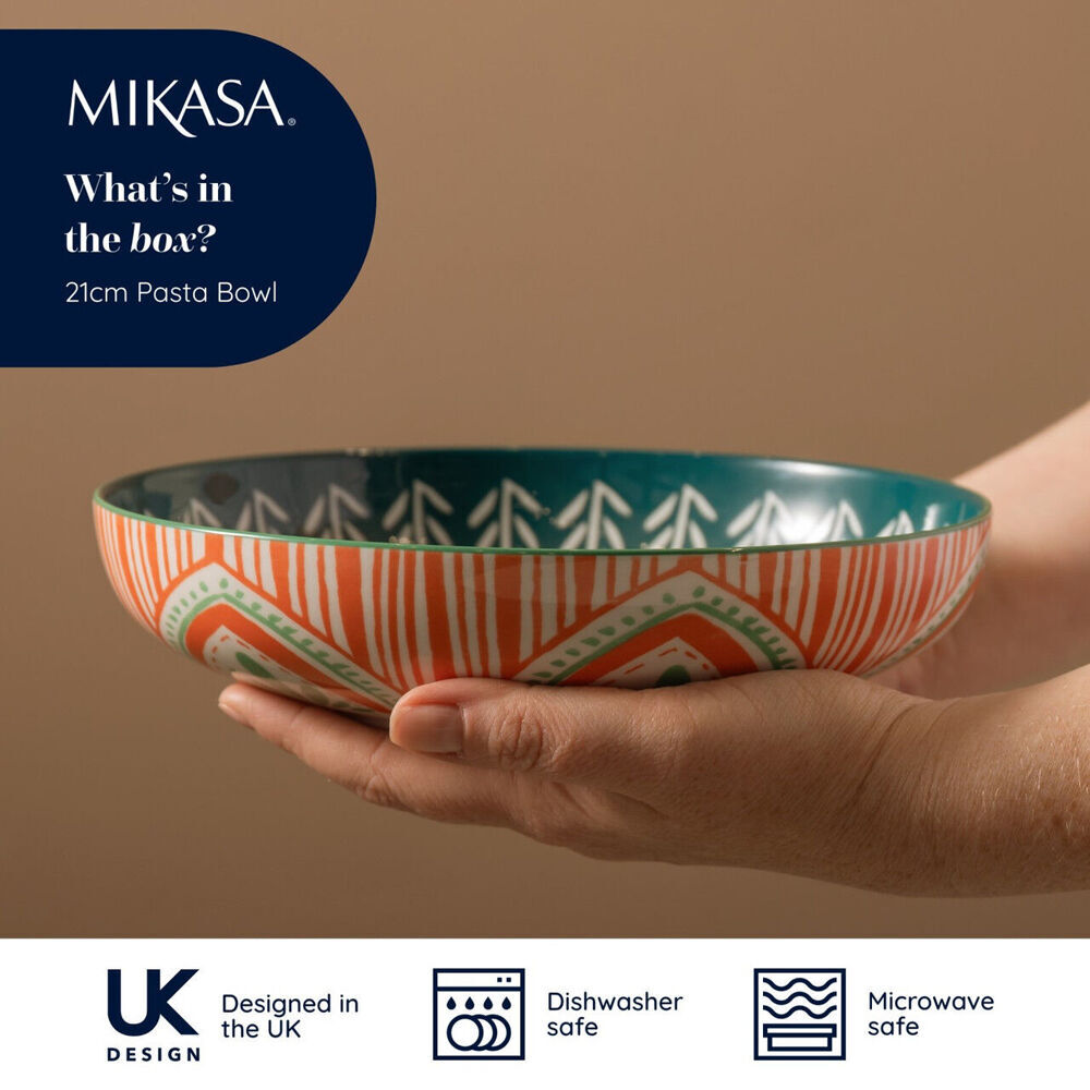 4PK Mikasa Folk Pattern Ceramic Bowl Round Dinnerware 21cm