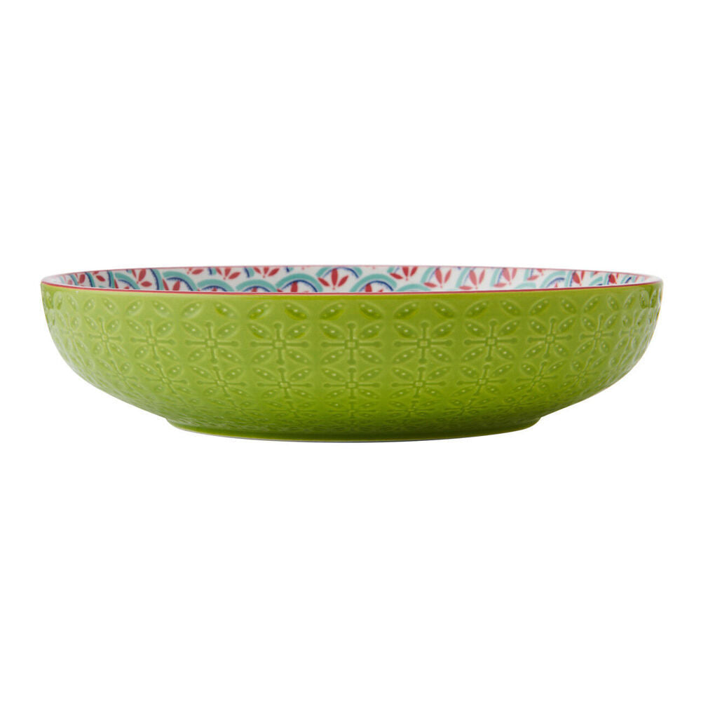 4PK Mikasa Geometric Line Ceramic Bowl Round Dinnerware 21cm Green