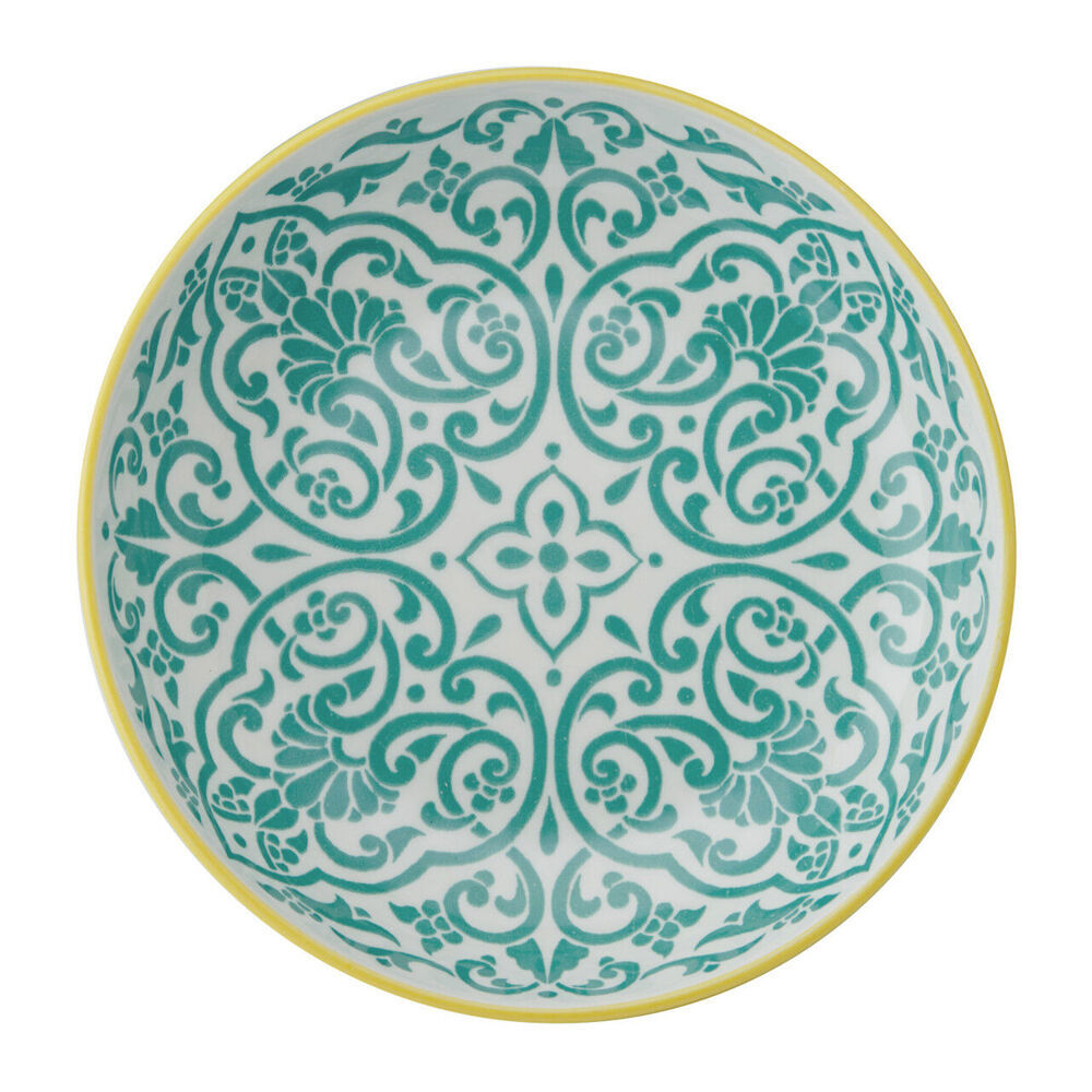 4PK Mikasa Geometric Ceramic Bowl Round Dinnerware 21cm Yellow/Blue