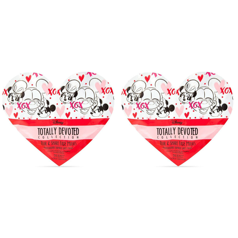 2PK Disney Totally Devoted Tear & Share Cosmetic Sheet Masks Honey/Raspberry
