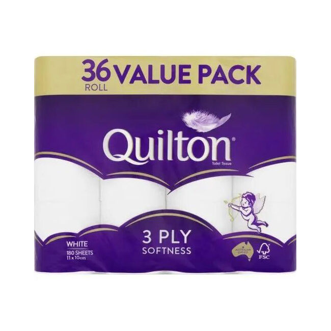 36pc Quilton 180-Sheet Softness Tissue Roll 3-Ply White