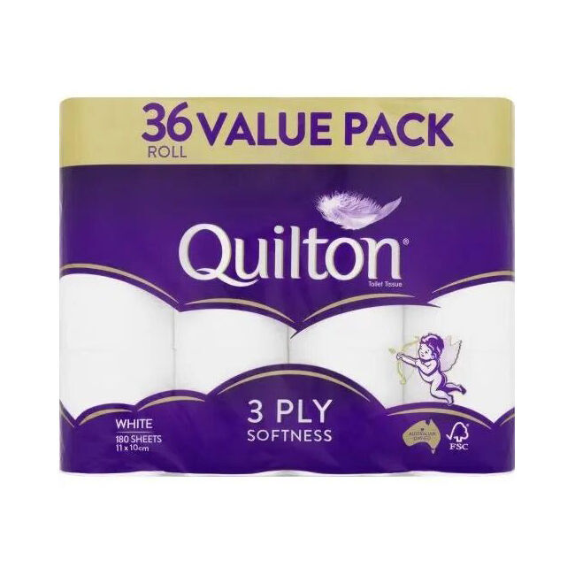 2x 36pc Quilton 180-Sheet Softness Tissue Roll 3-Ply White