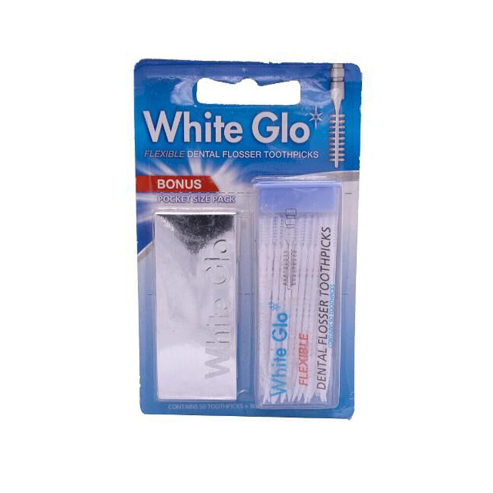 12x 50pc White Glo Flexible Dental Teeth/Gums Flosser Toothpick Cleaner WHT