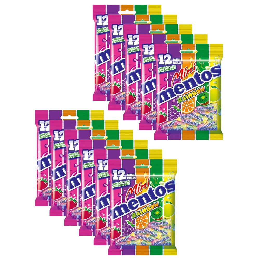11x 12pc Mentos Bag Rainbow Mini Candy Lollies 120g Sweets Confectionery