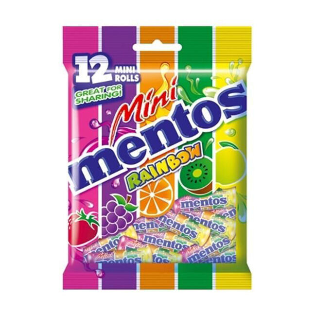11x 12pc Mentos Bag Rainbow Mini Candy Lollies 120g Sweets Confectionery