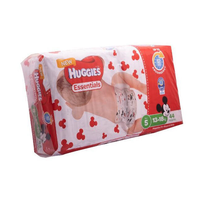 2x 44pc Huggies Essentials Mickey Walker Absorbent Size 5