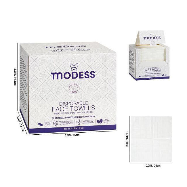 12x 50pc Modess Disposable Face Towels 10.2in Makeup Remover