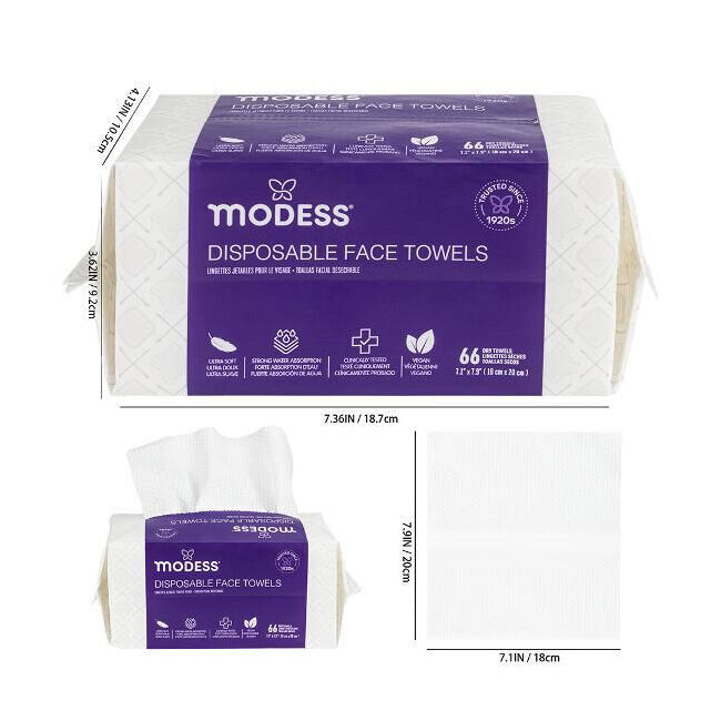 12x 60pc Modess Disposable Face Towels 7.8in Makeup Remover