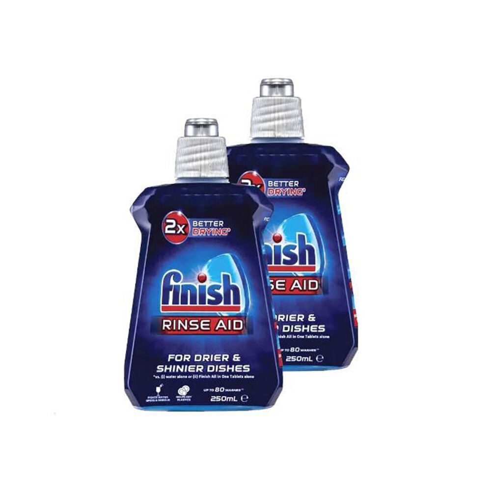 3x 2pc Finish Dishwashing Rinse Aid Liquid 250ml Regular - Blue