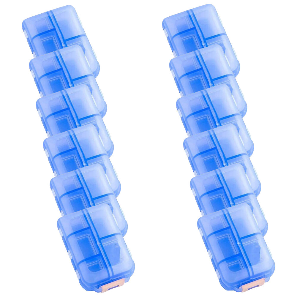 12PK Wish Supplement Pill Container Box w/ Display 10 Compartments Assorted