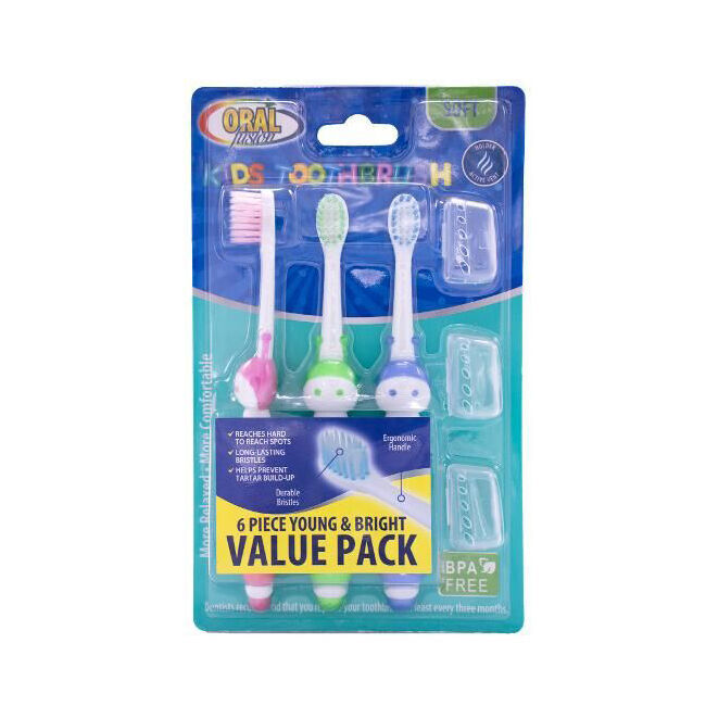 12x 3pc Oral Fusion Kids Children Soft Toothbrush Dental Care