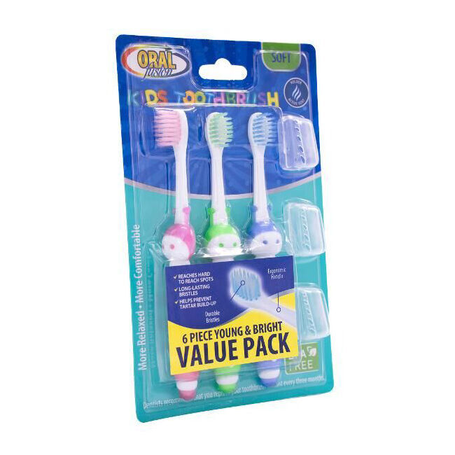 12x 3pc Oral Fusion Kids Children Soft Toothbrush Dental Care