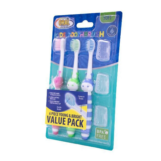 12x 3pc Oral Fusion Kids Children Soft Toothbrush Dental Care