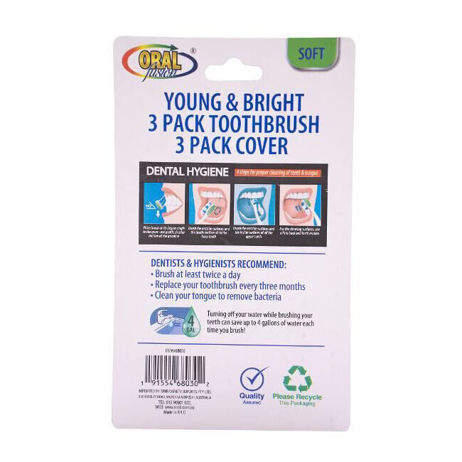 12x 3pc Oral Fusion Kids Children Soft Toothbrush Dental Care
