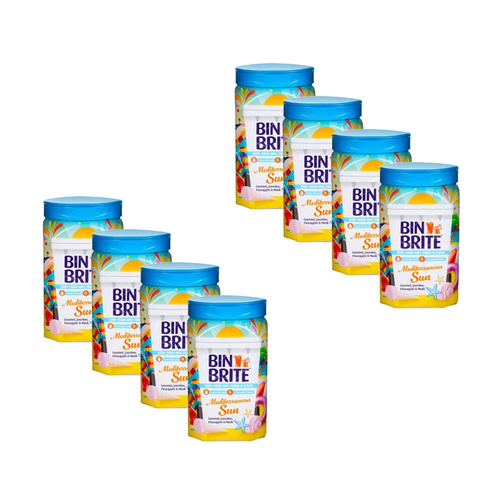 8PK Bin Brite Neutraliser Waste Bin - Mediterranean Sun 500g