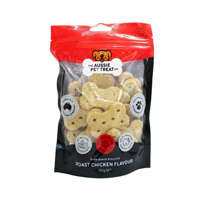 10PK The Aussie Pet Treat Co Dog Biscuit Roast Chicken 150g Healthy