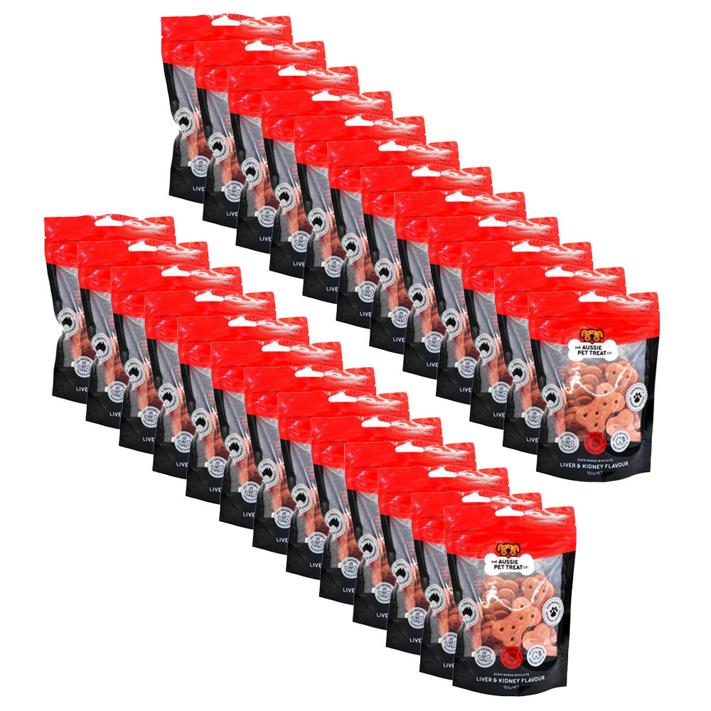 25PK The Aussie Pet Treat Co Dog Biscuit Liver & Kidney 150g Healthy