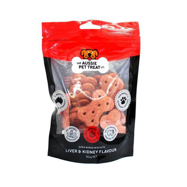 25PK The Aussie Pet Treat Co Dog Biscuit Liver & Kidney 150g Healthy