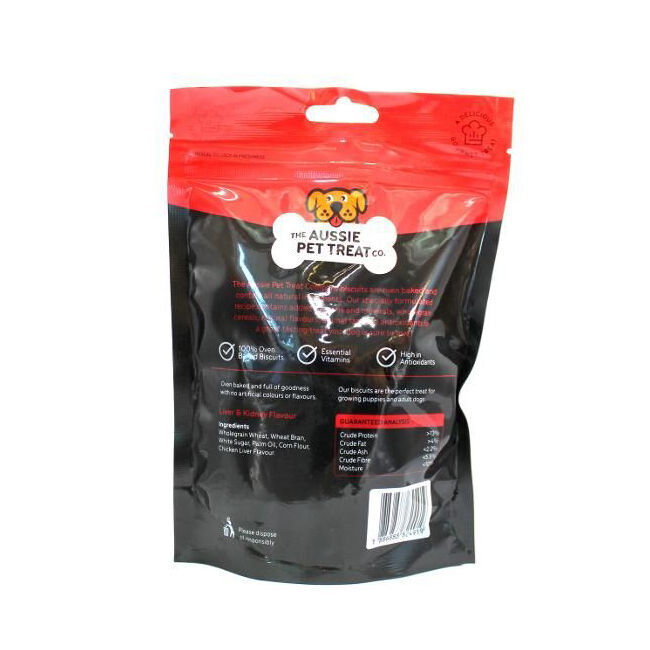25PK The Aussie Pet Treat Co Dog Biscuit Liver & Kidney 150g Healthy