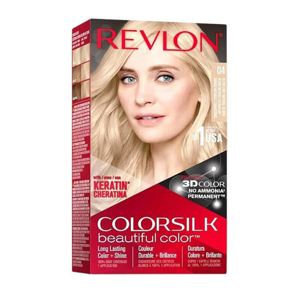 3PK Revlon ColorSilk Permanent Hair Colour Dye 04 Ultra Light Natural Blonde
