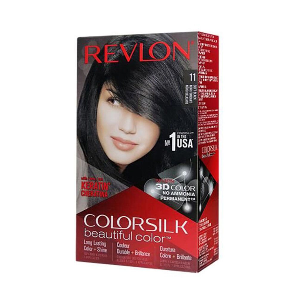 3PK Revlon ColorSilk Permanent Hair Colour Dye Ammonia-Free 11 Soft Black