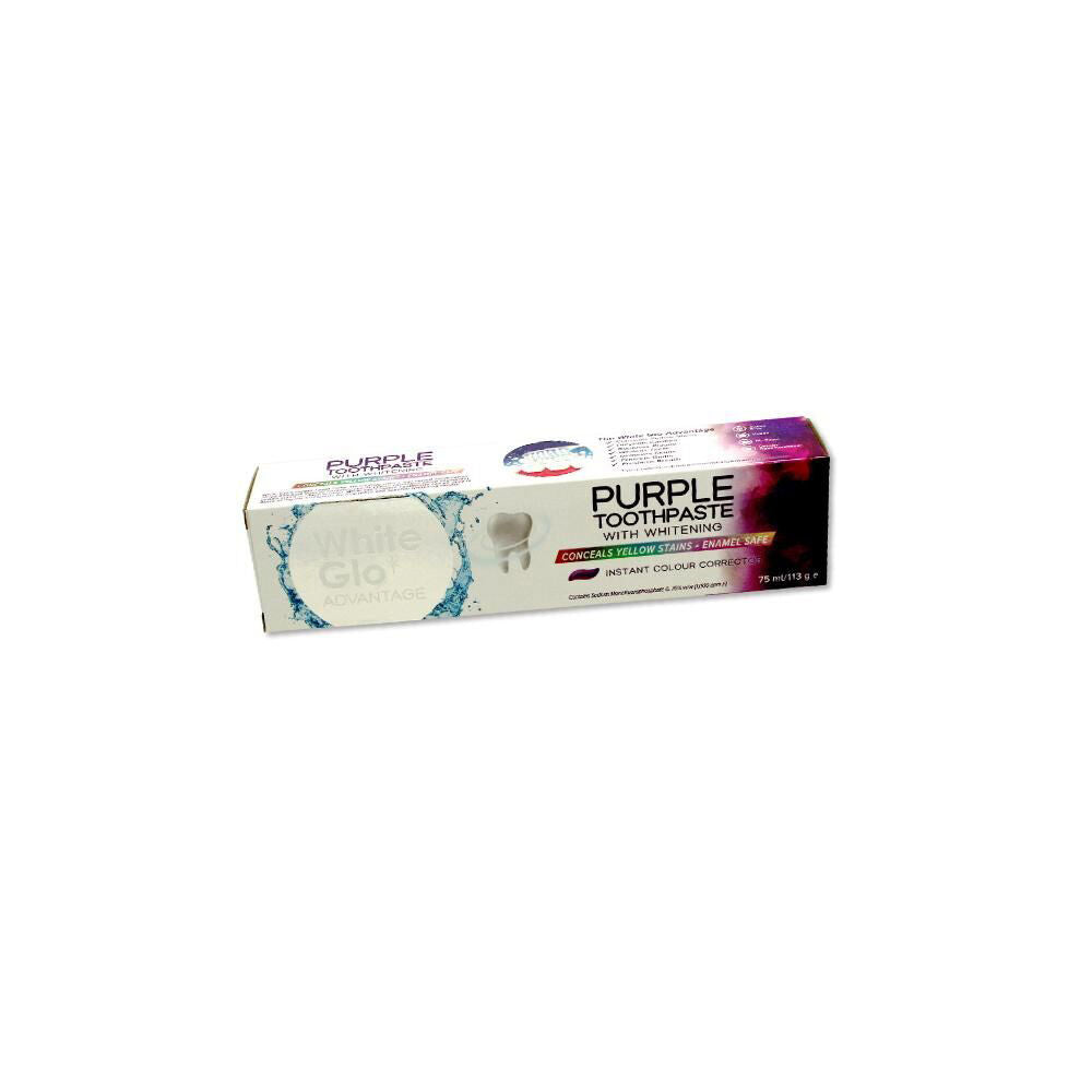 6PK White Glo Advantage Purple w/ Whitening Dental Care Toothpaste 113g