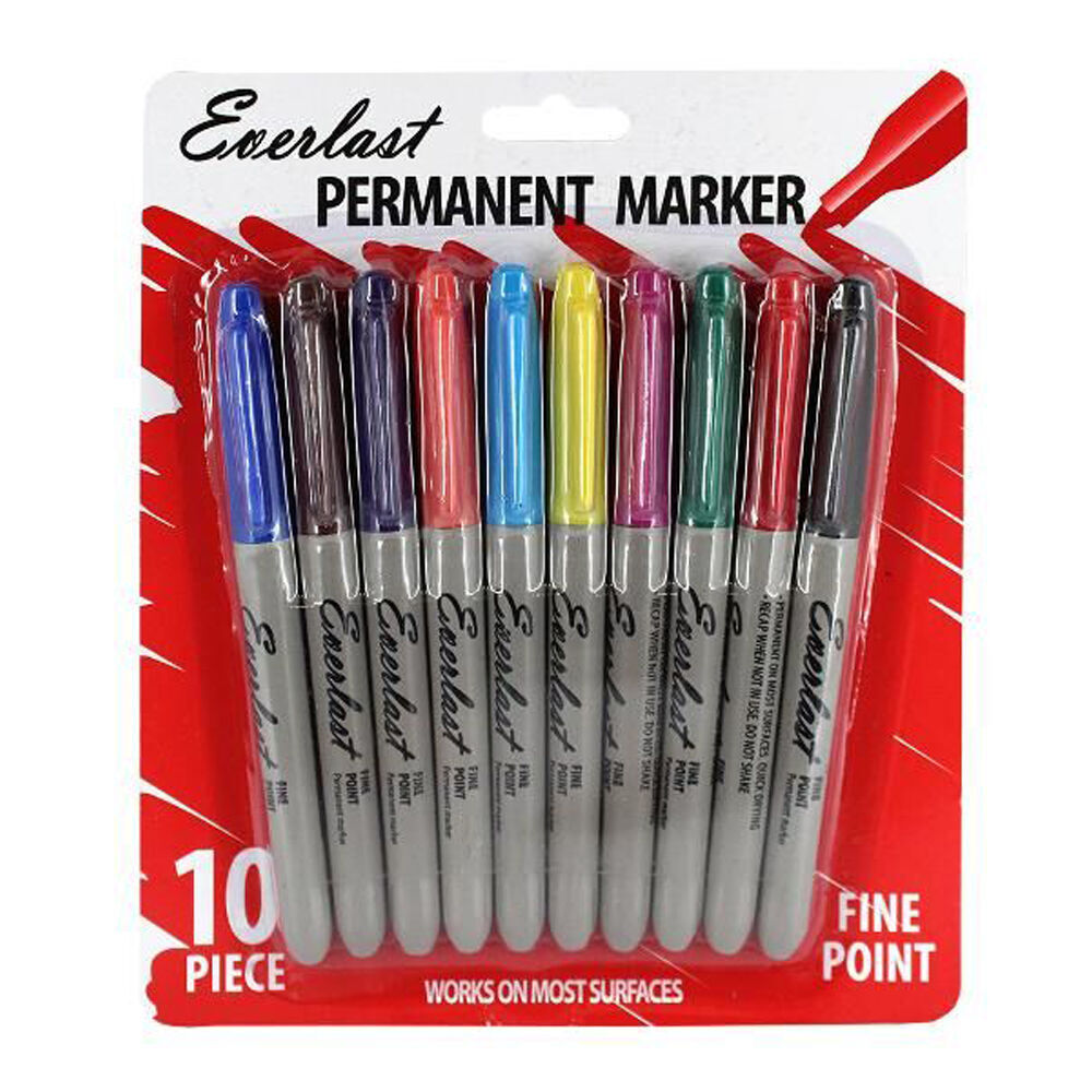 5x 10pc Everlast Fine Point Coloured Permanent Markers Writing Stationery