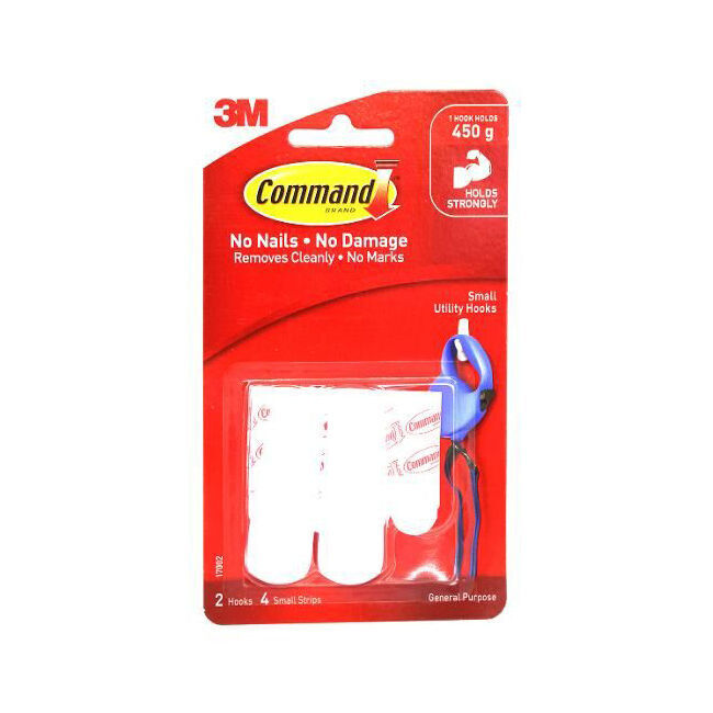 12x 3pc 3M Command No Nail Small Hanging Utility Wall Hook Holds 450g White
