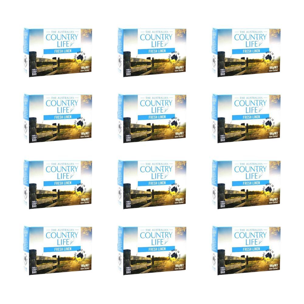 12PK Country Life Cleansing & Moisturising Fresh Linen Bar Soap w/Goat Milk 100g