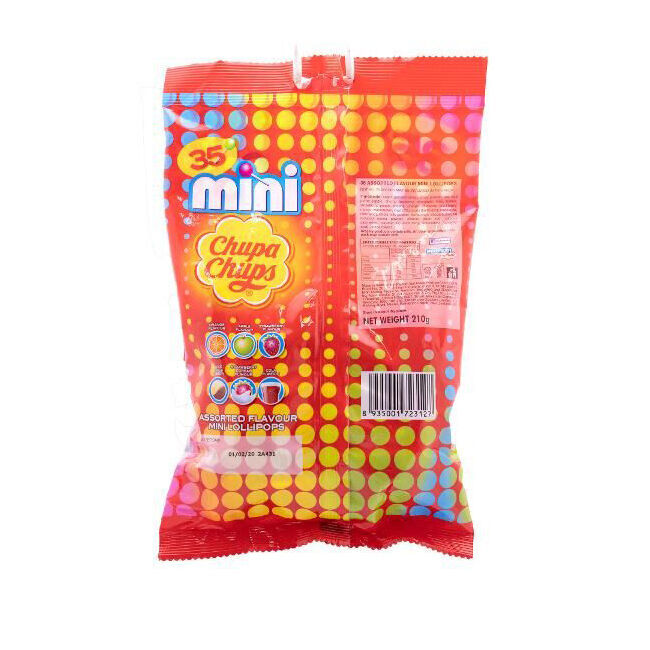 12x 35pc Chupa Chups Mini Fruity Lollipops Assorted 210g Sweet Confectionery