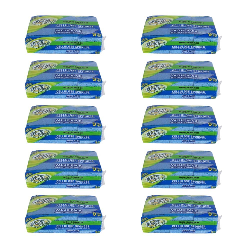 10x 9pc Fresh Start Non-Scratch Dishwashing Sponge Scour Pads Value Pack Blue