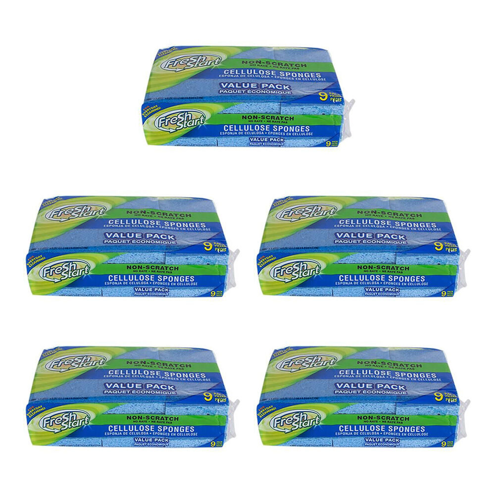 5x 9pc Fresh Start Non-Scratch Dishwashing Sponge Scour Pads Value Pack Blue
