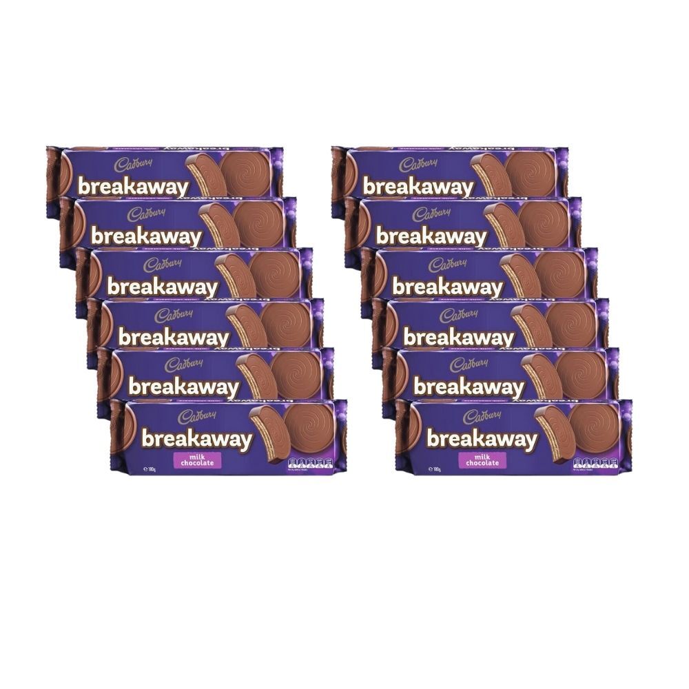 12PK Cadbury Breakaway Milk Chocolate Crispy Wafers 180g Confectionery