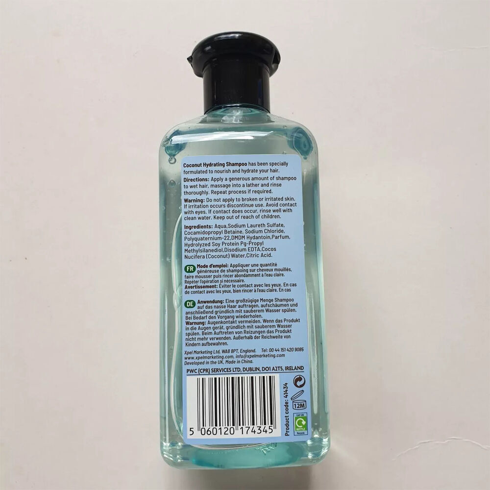 12PK XHC Coconut Scent Hydrating Shampoo For All Hair Types 400ml Vegan