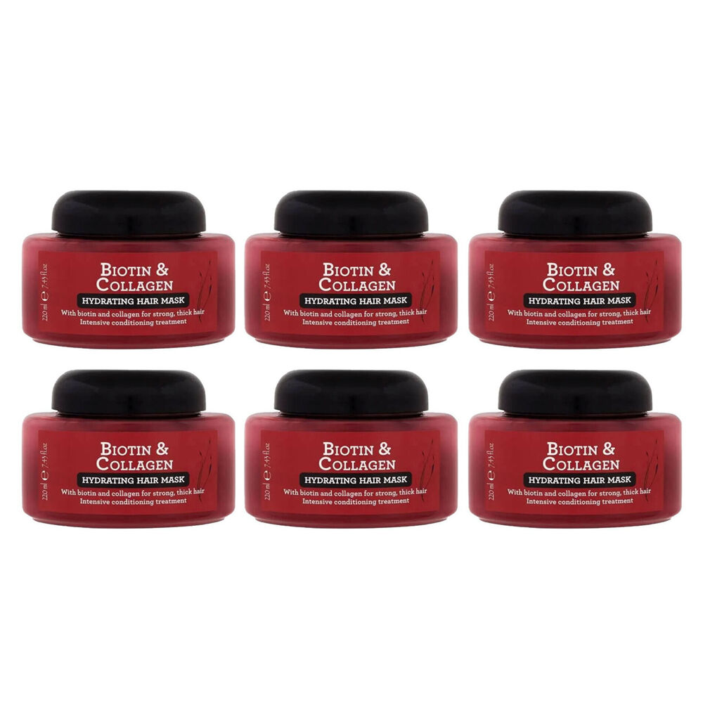 6PK Biotin & Collagen Moisturising Hydrating Mask Tub 220ml For All Hair Types