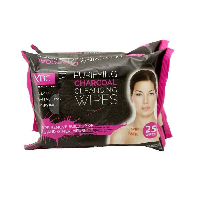 12PK XBC Charcoal Twin Pack Facial Cleaning Wipes Beauty Skin Care