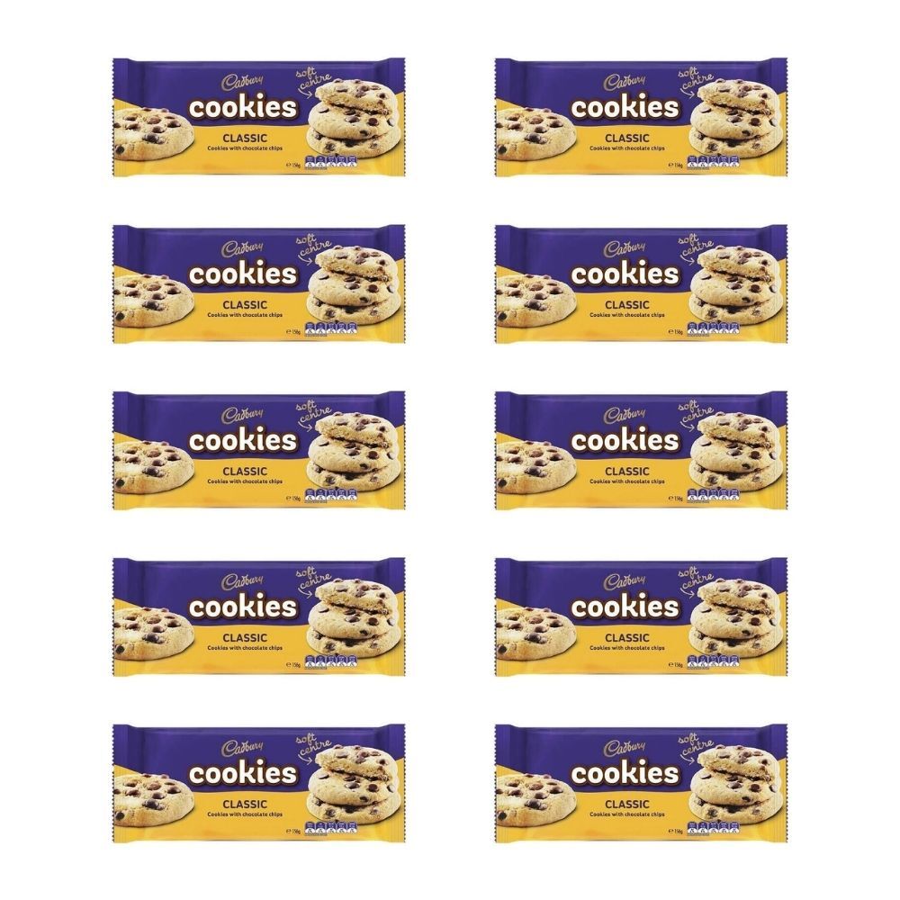 12PK Cadbury Classic Soft Chocolate Chip Cookie Biscuits 156g Confectionery